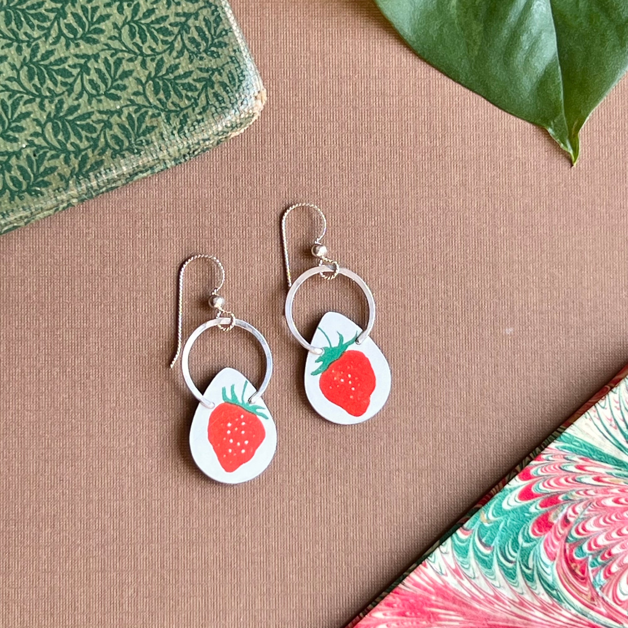 Strawberries, Tiny Halo Earrings