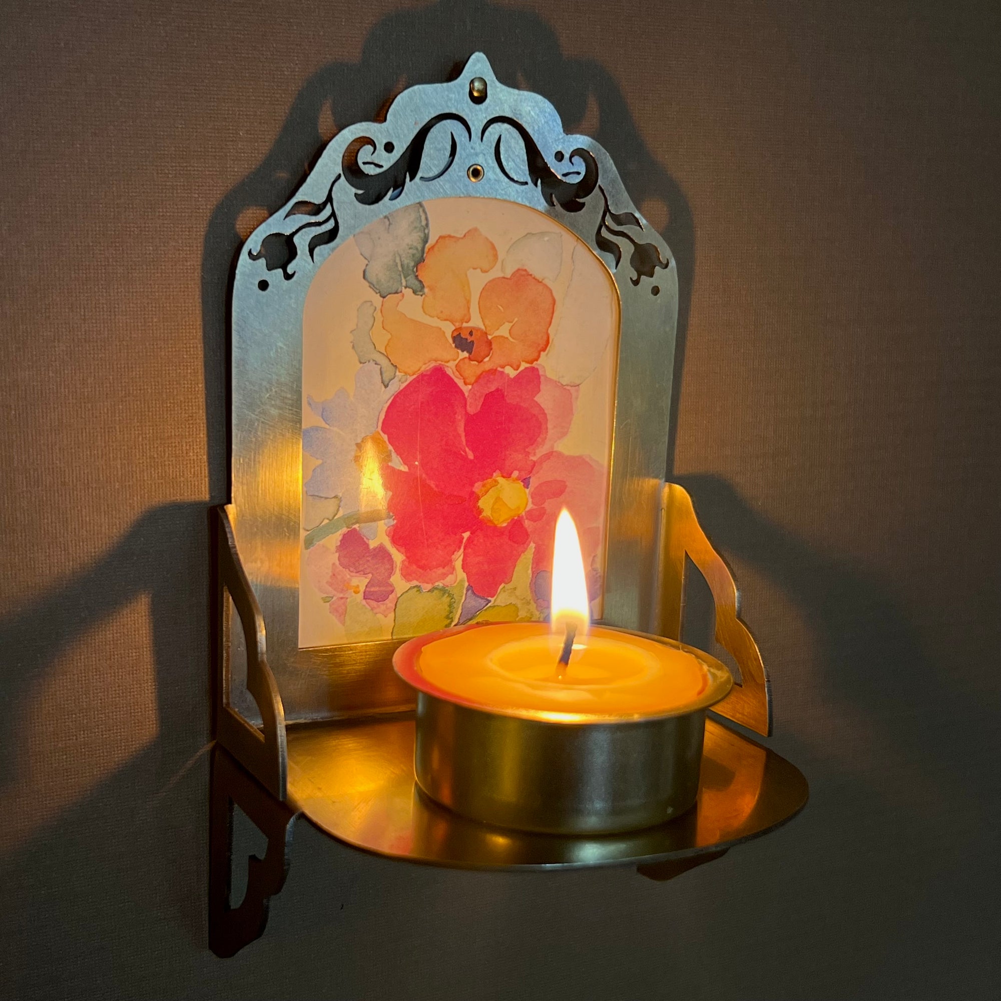 Petite Altar, Watercolor, Rustic Antiqued Brass