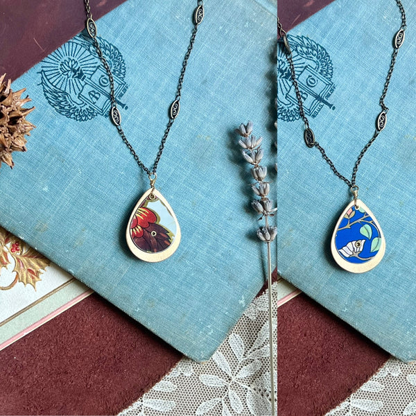 Reversible Teardrop Necklace, Brass #1 ---