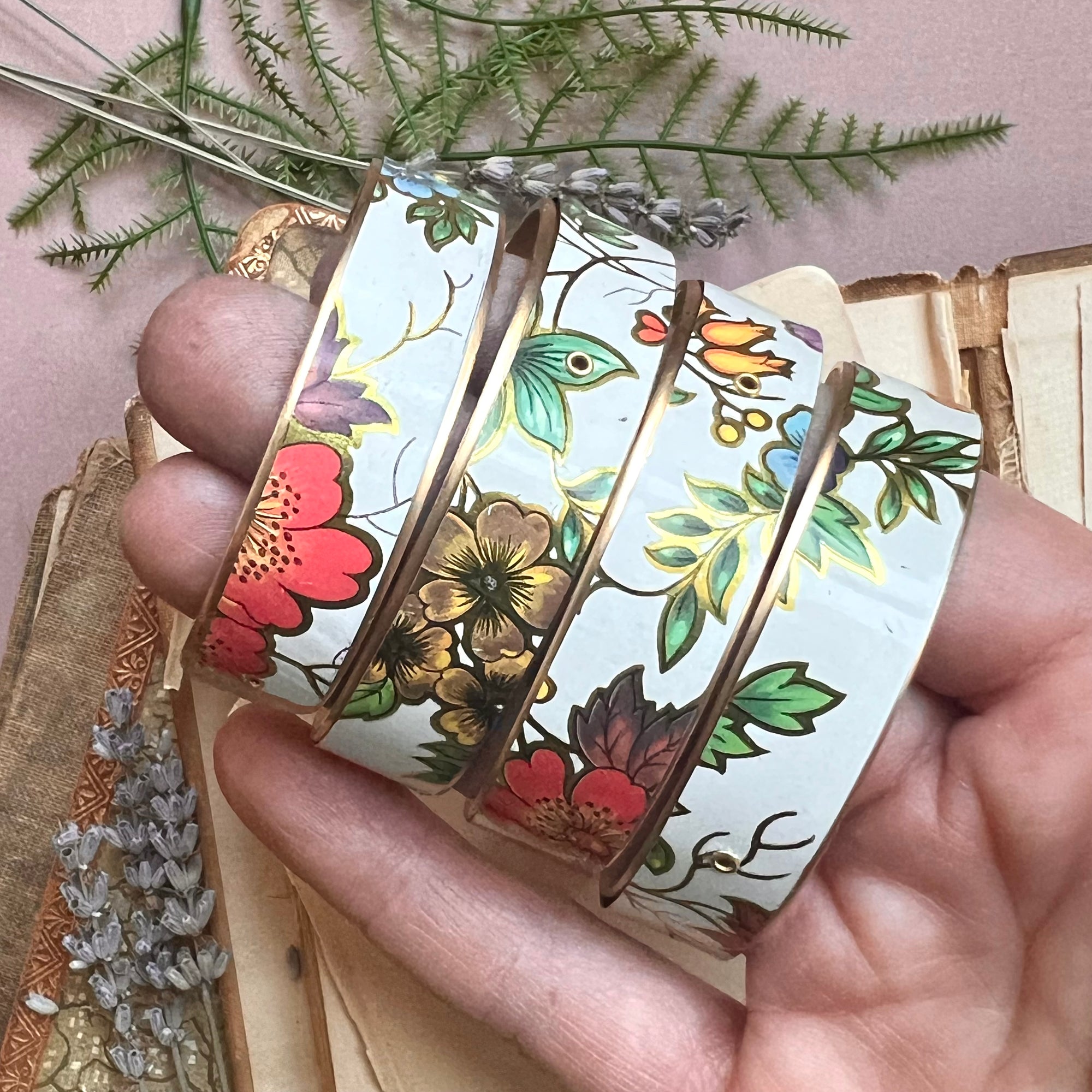 Cuff Bracelet Wide, Garden Trellis