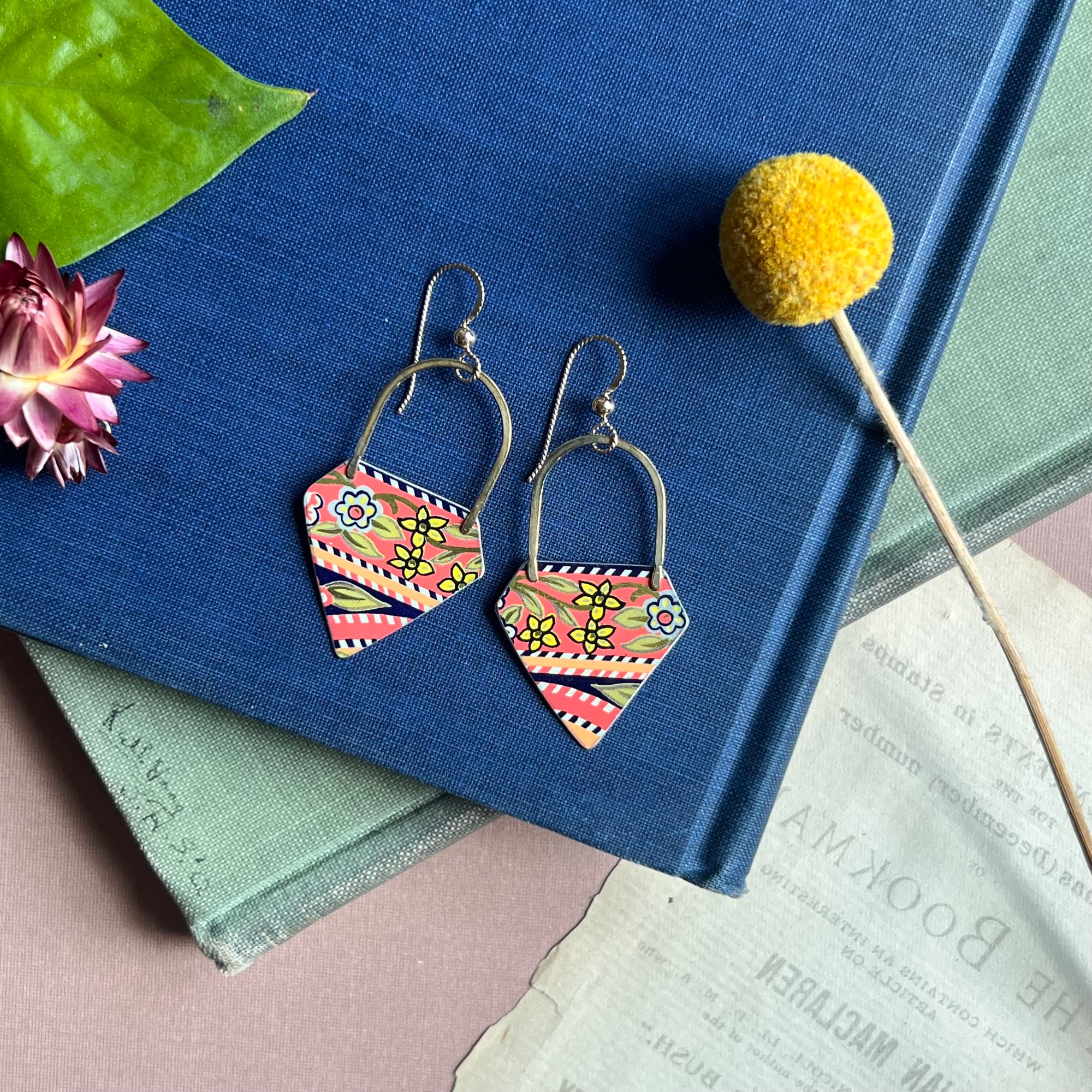 Cloche Earrings, Coral Garden