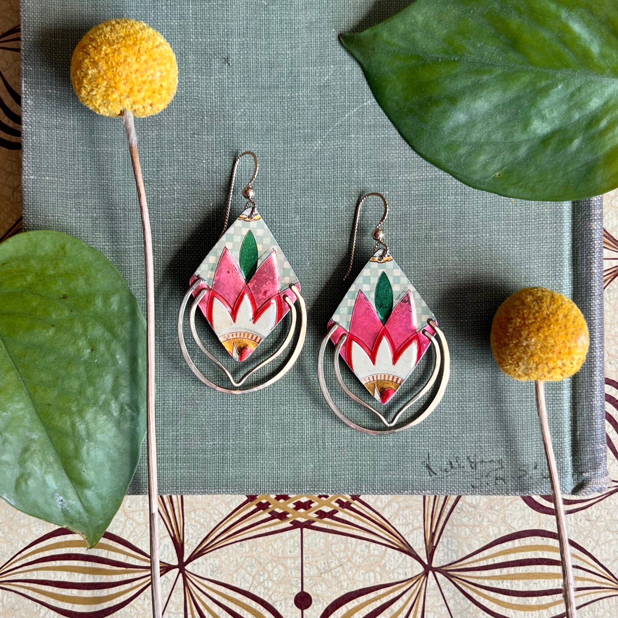 Sixties Metallic, Diamond Point Earrings 1
