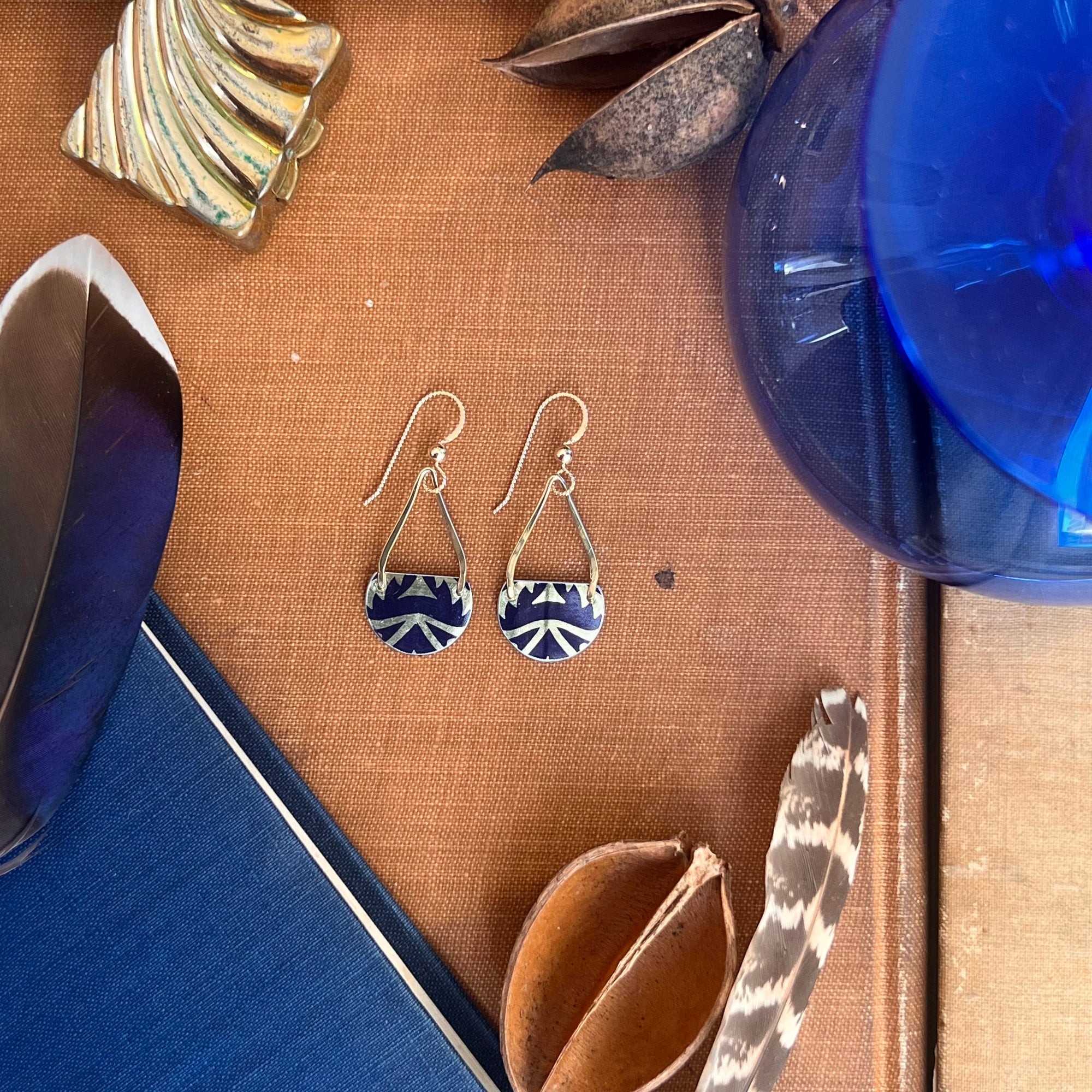 Blue Ember, Tiny Drop Earrings 4