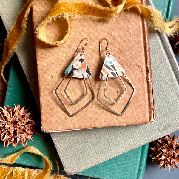 Recipe Box Deco Ray Earrings ---