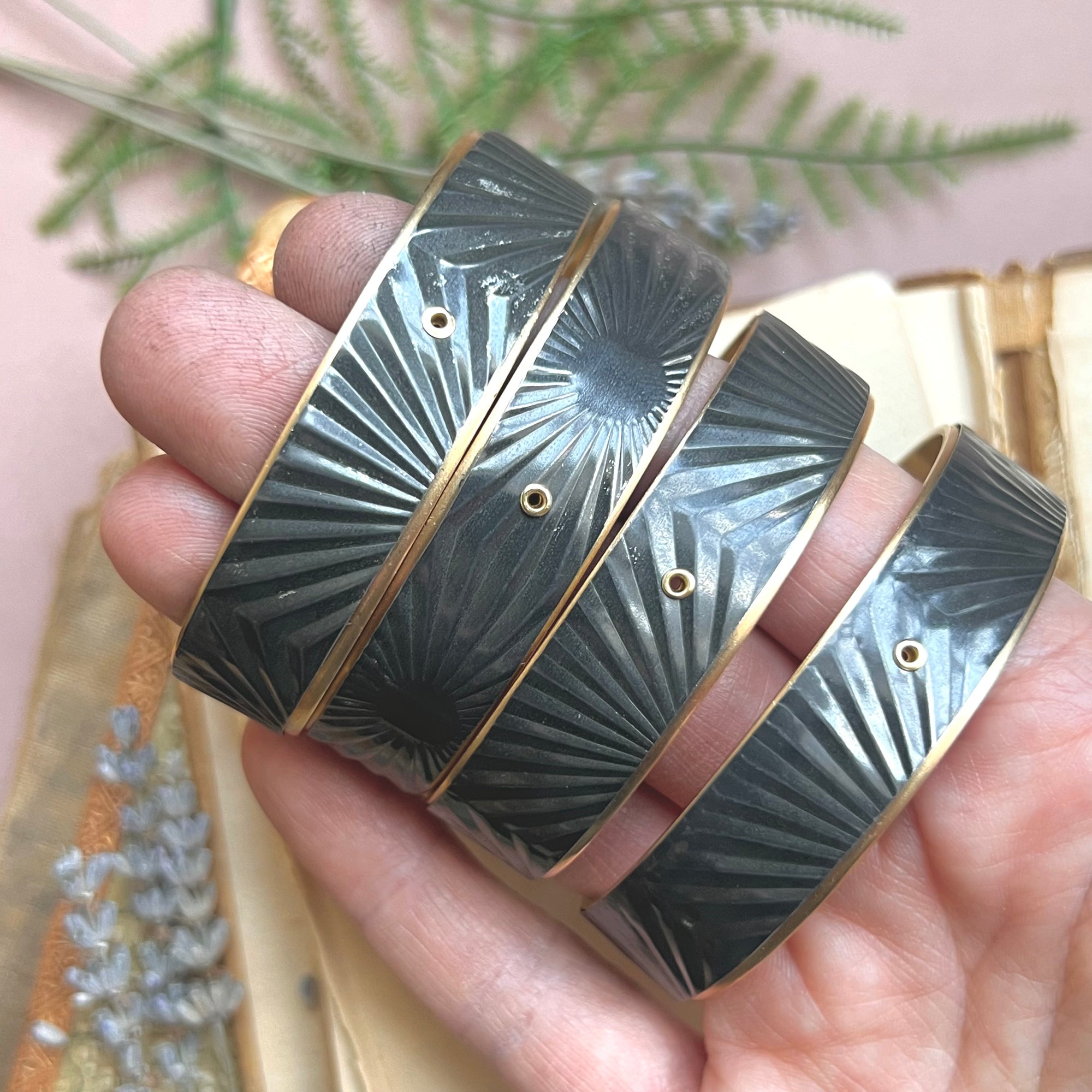 Cuff Bracelet Wide, Mixed Metal Deco