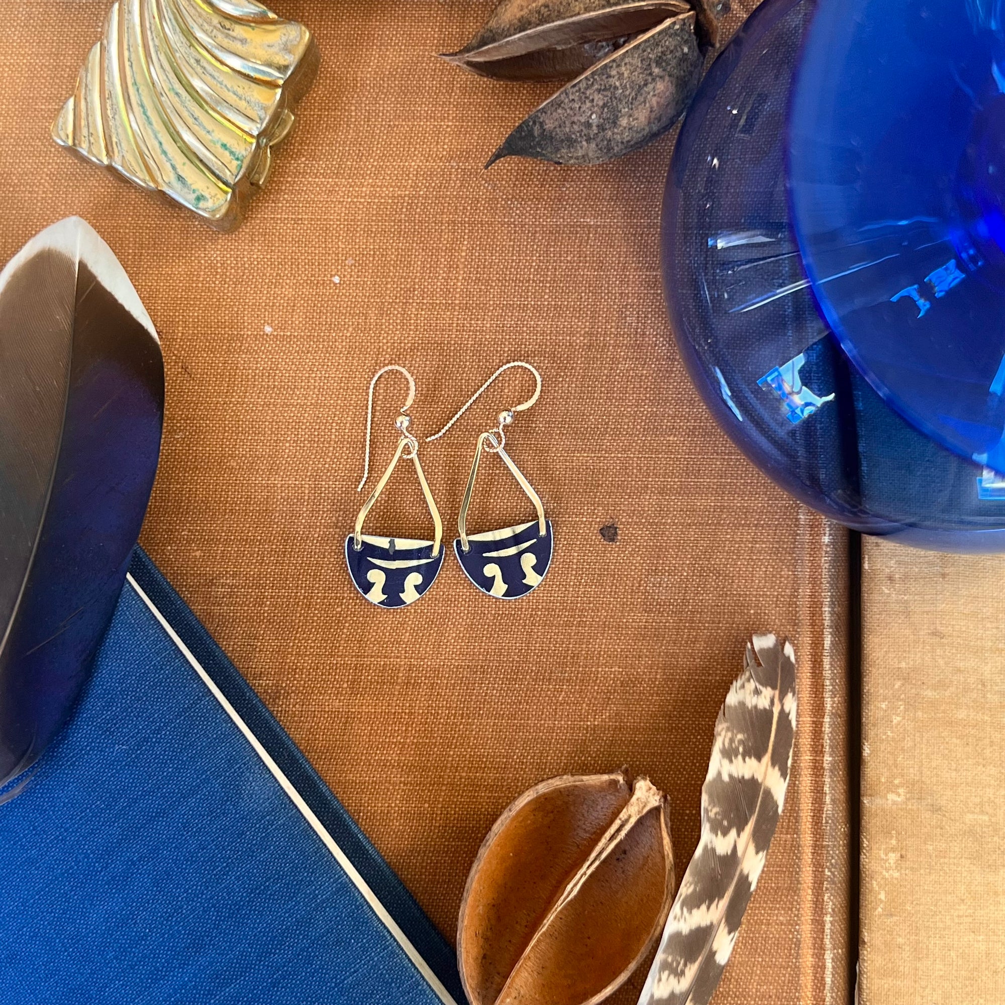 Blue Ember, Tiny Drop Earrings 1
