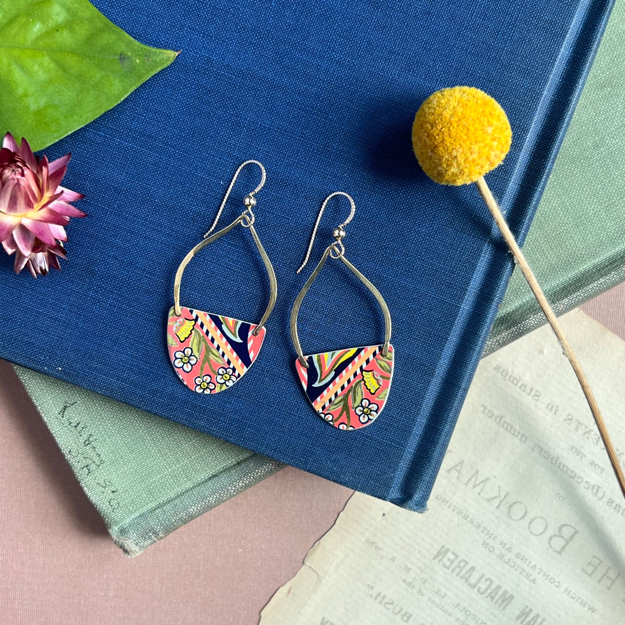 Curvy Drop Earrings, Coral Garden 2