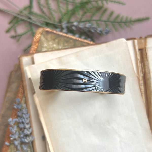 Cuff Bracelet Wide, Mixed Metal Deco