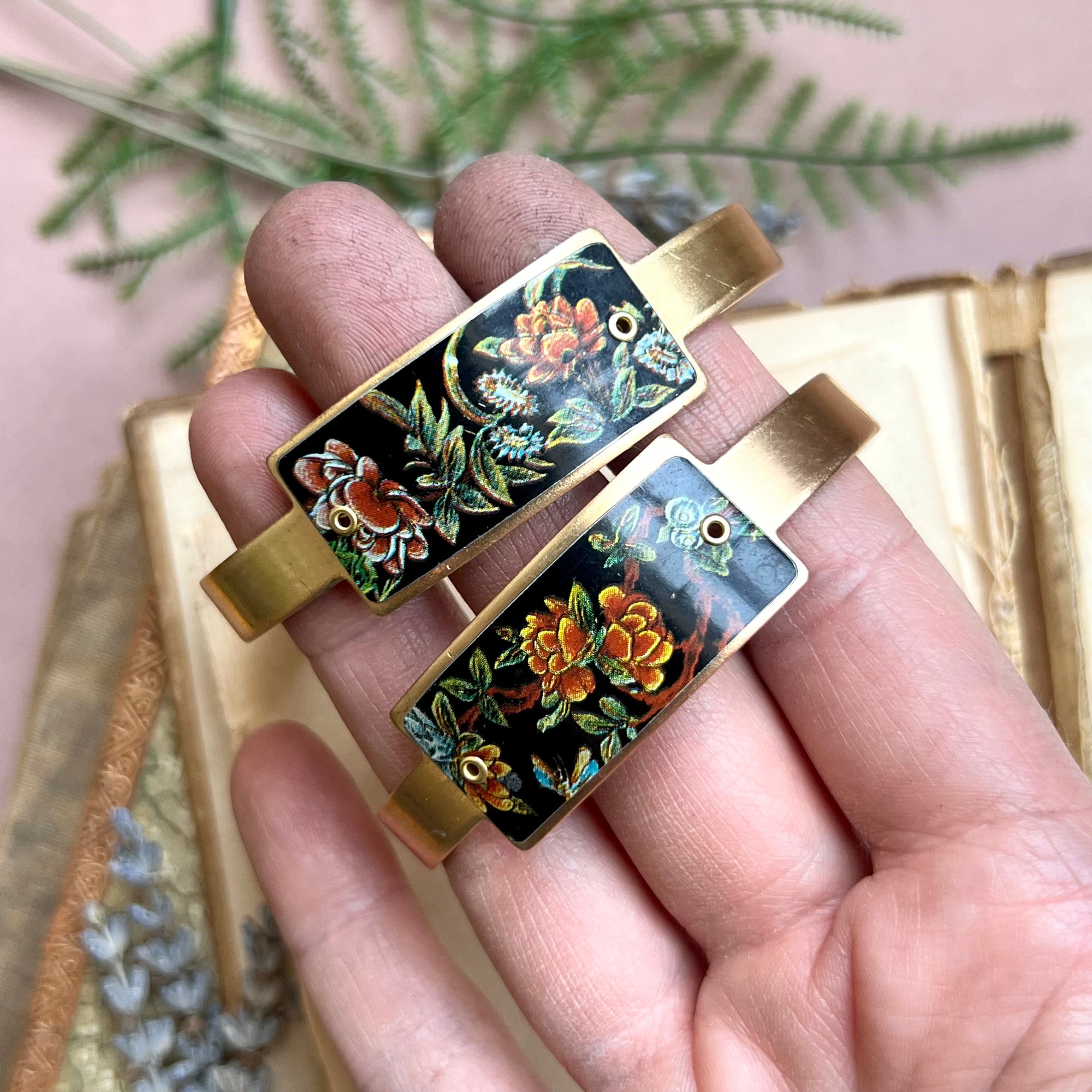 Cuff Bracelet ID Style, Night Garden---