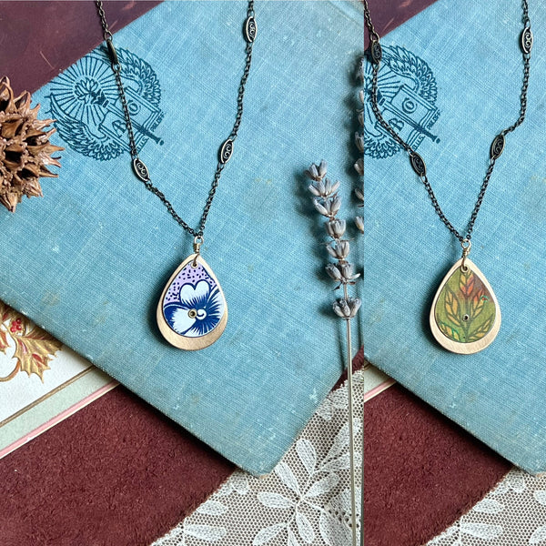 Reversible Teardrop Necklace, Brass #19---