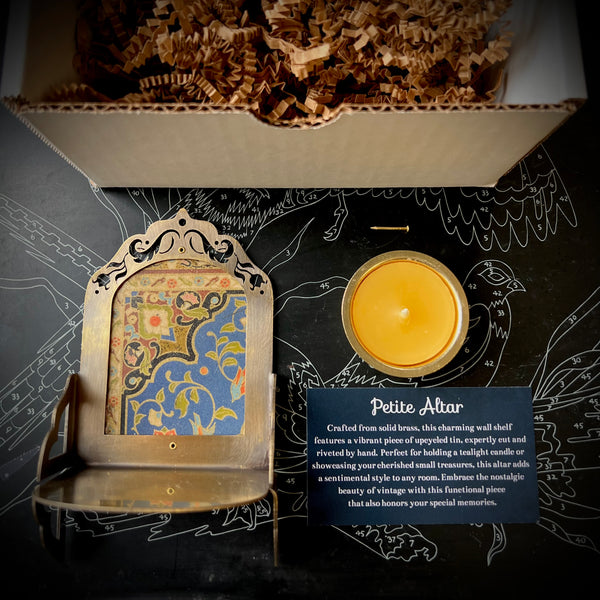 Petite Altar, Watercolor, Rustic Antiqued Brass