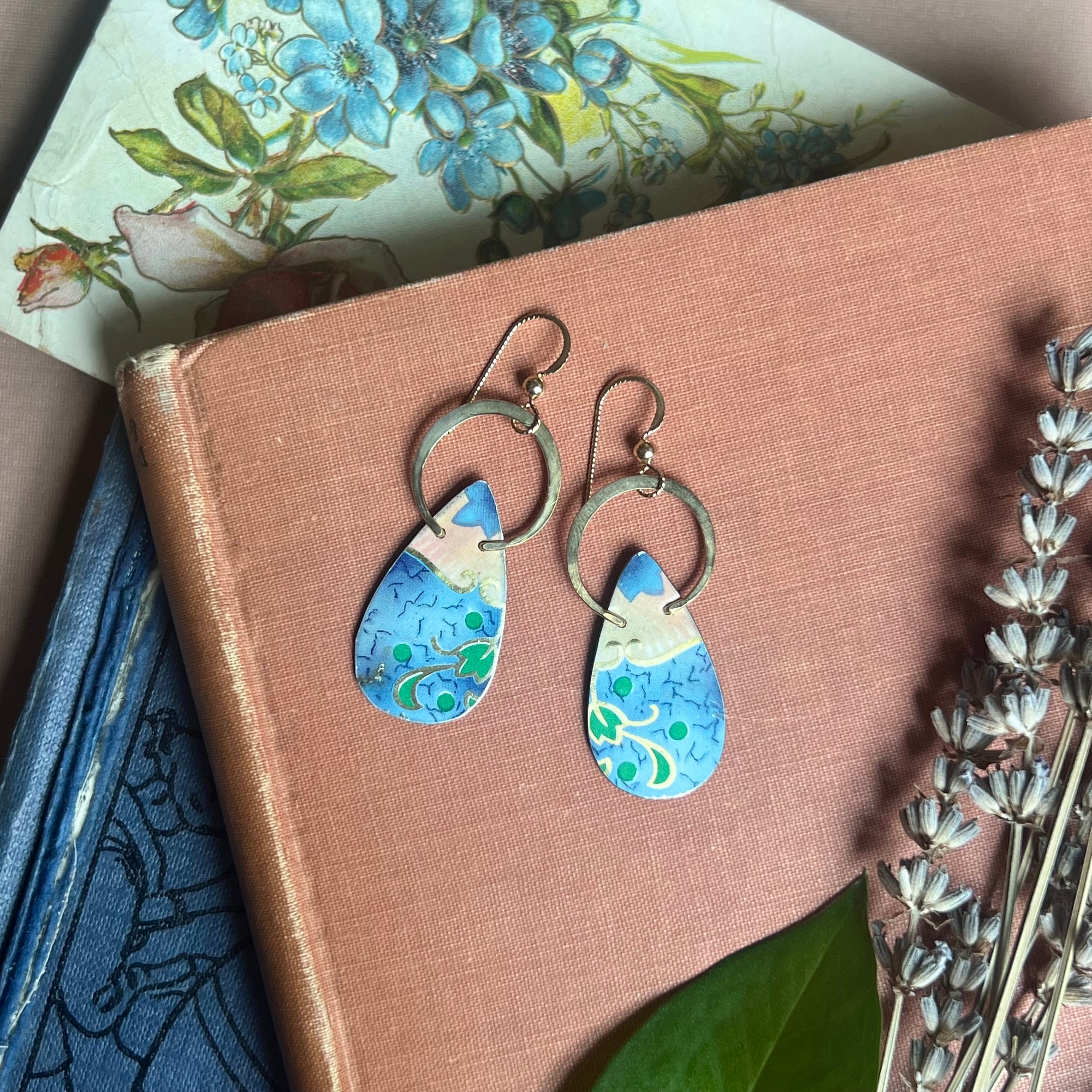 Sky Blue Halo Teardrop Earrings ---