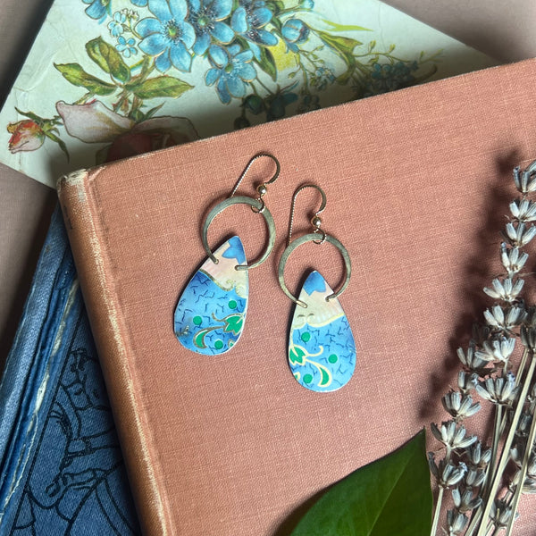 Sky Blue Halo Teardrop Earrings ---