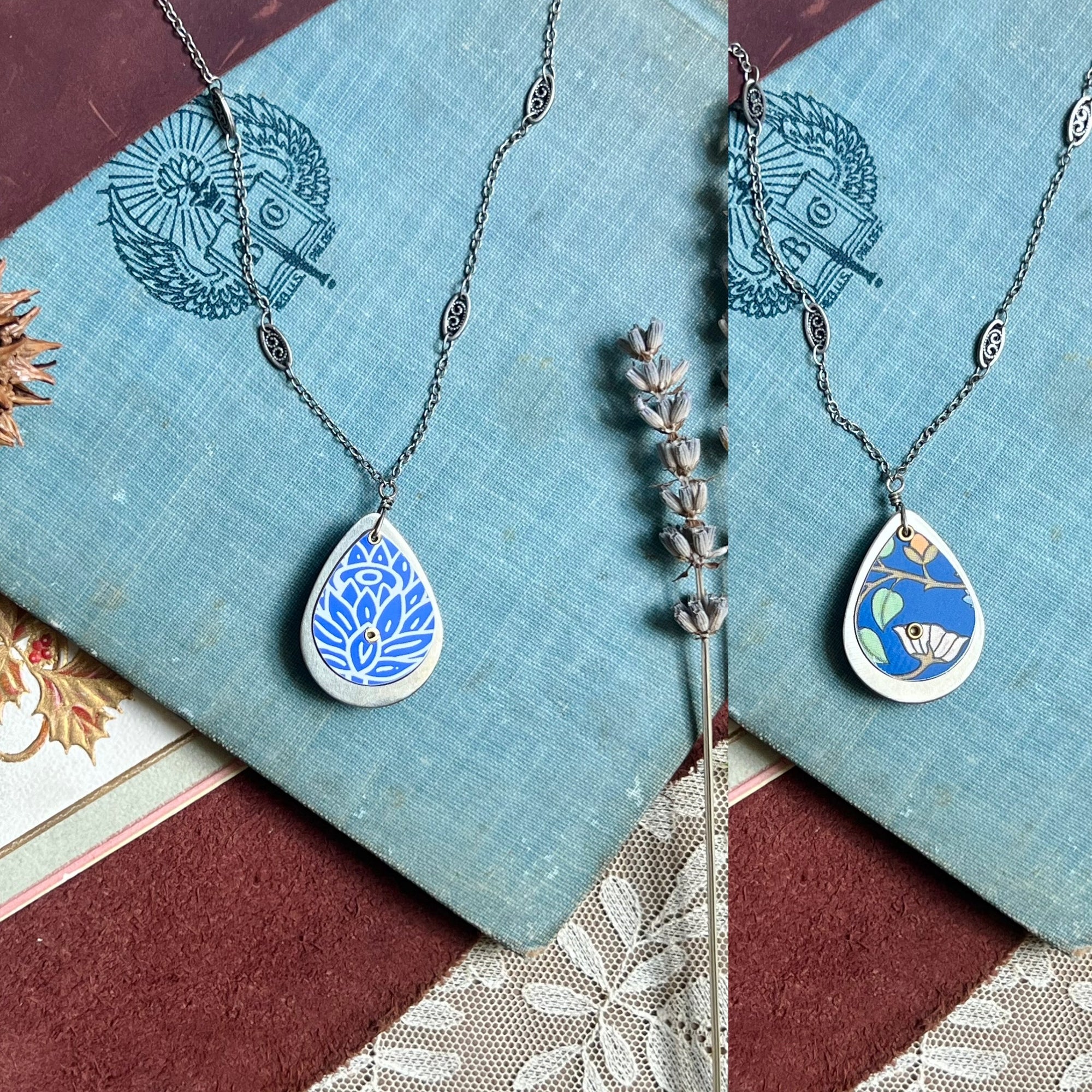 Reversible Teardrop Necklace, Silver #5---