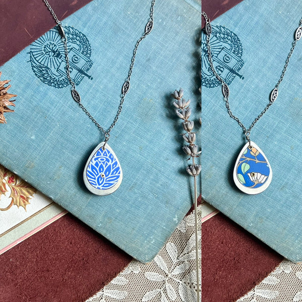 Reversible Teardrop Necklace, Silver #5---