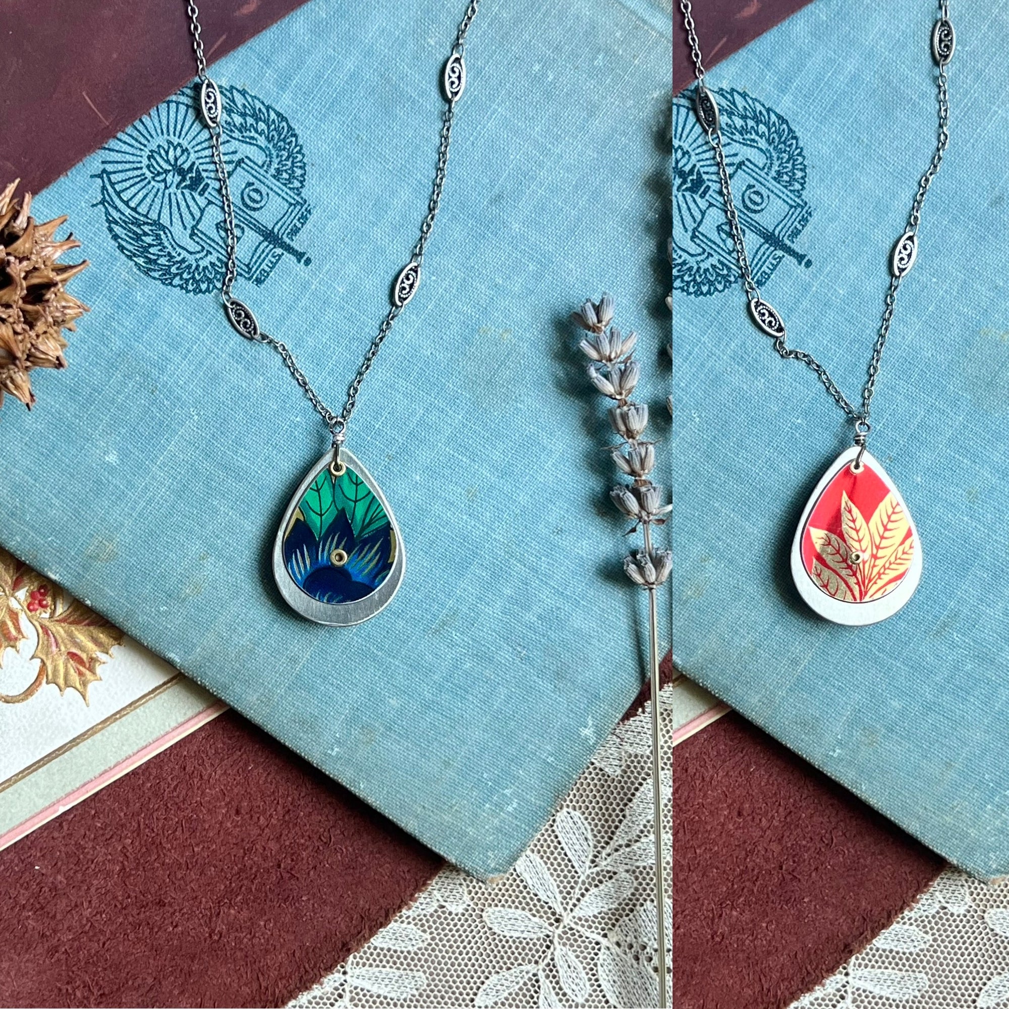 Reversible Teardrop Necklace, Silver #11---