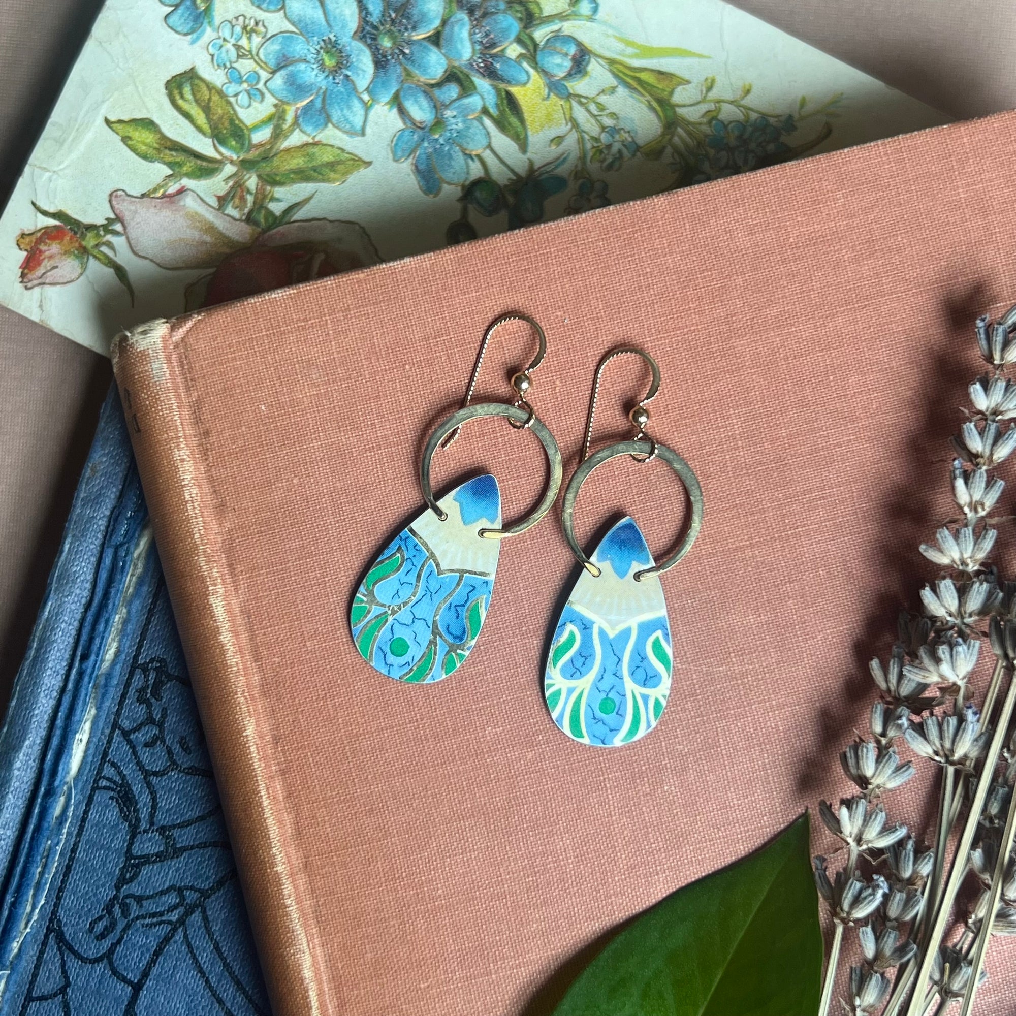 Sky Blue Halo Teardrop Earrings ---