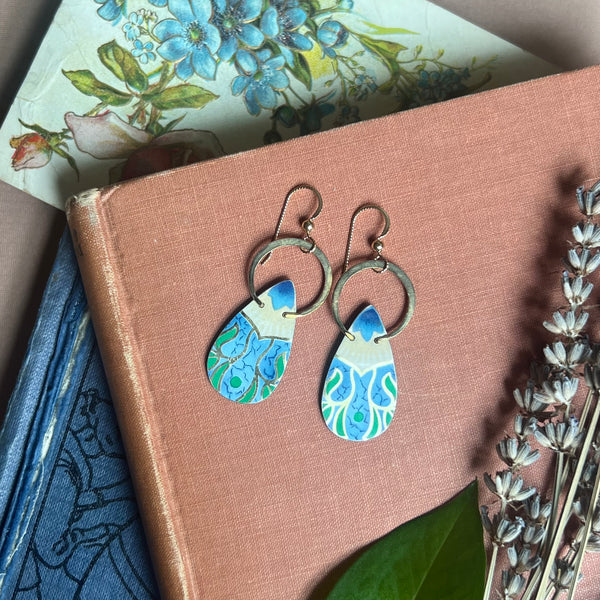 Sky Blue Halo Teardrop Earrings ---
