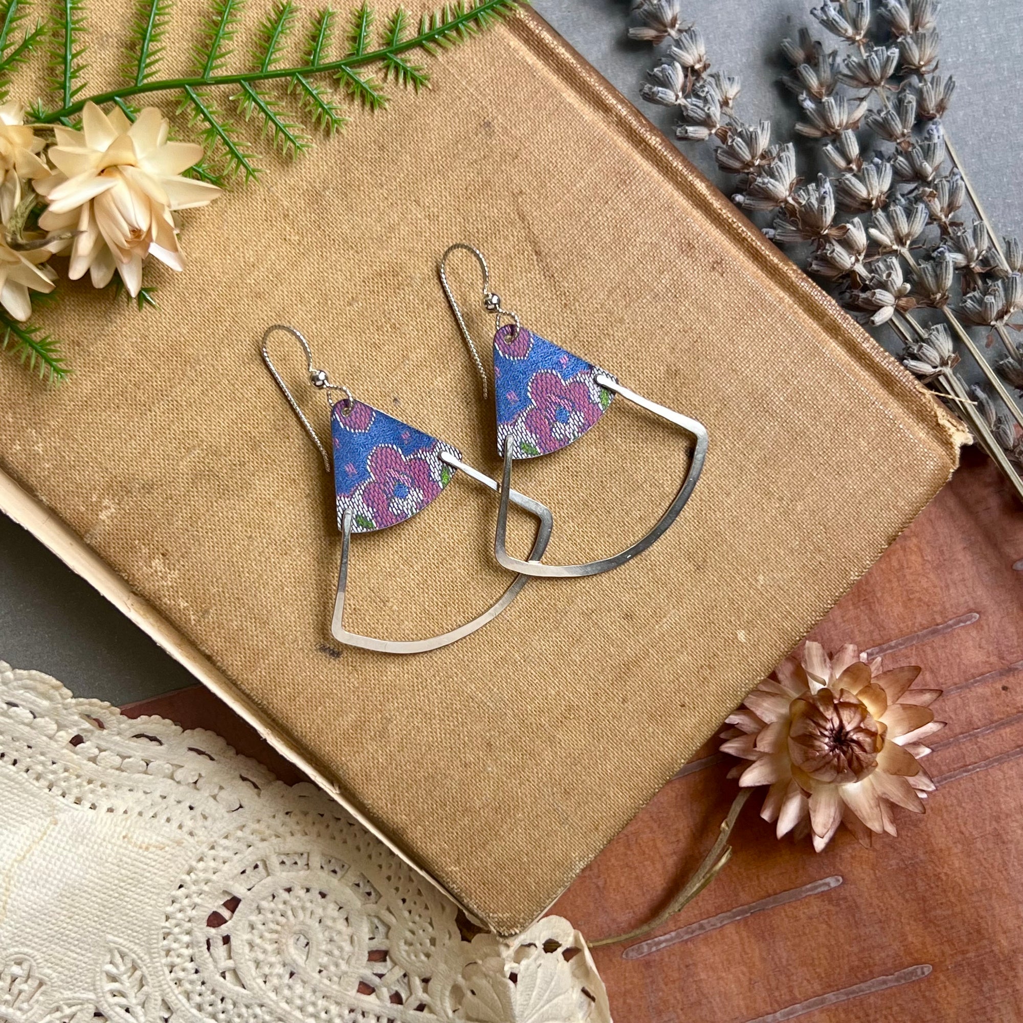 Velvet Tapestry, Deco Fan Earrings