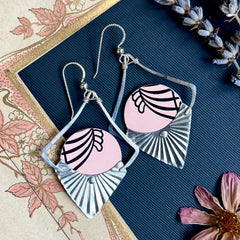 Reflection Earrings, Pink Trellis
