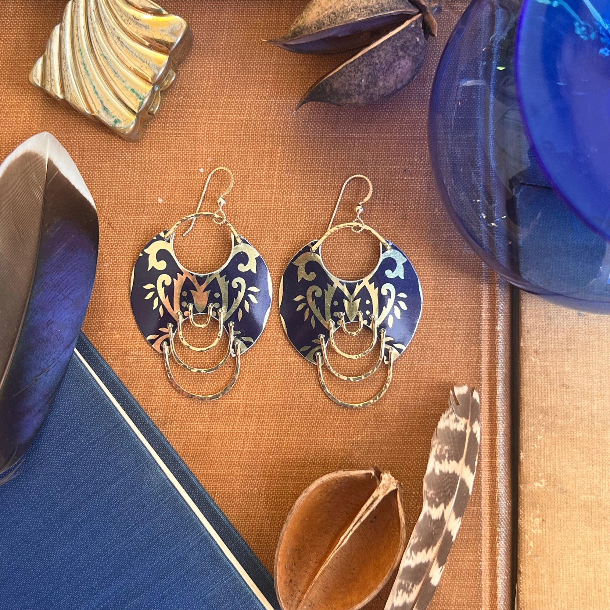 Blue Ember Drape Earrings 2