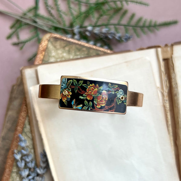 Cuff Bracelet ID Style, Night Garden---