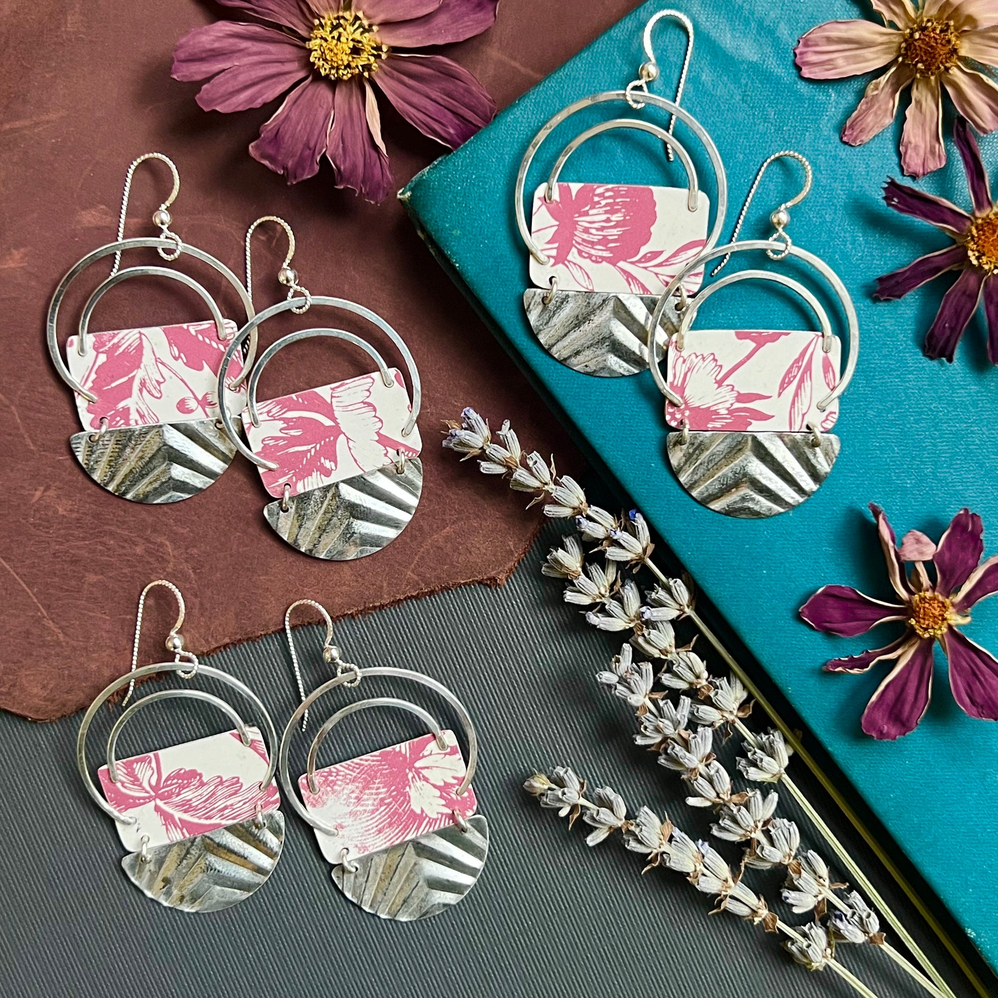 Compass Earrings, Mauve