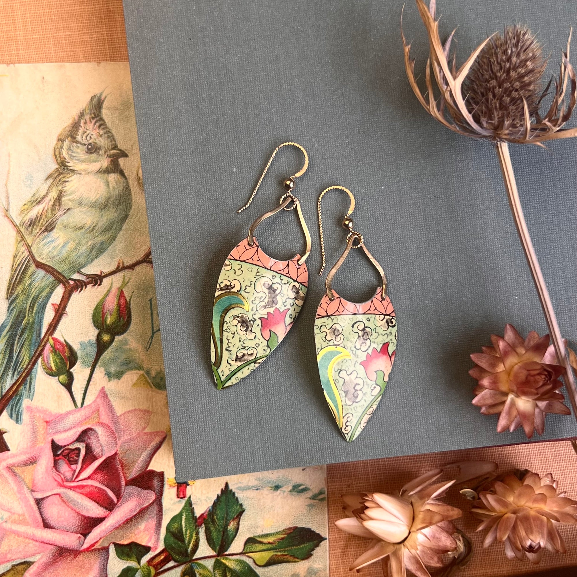 Minty Blush, Vessel Earrings