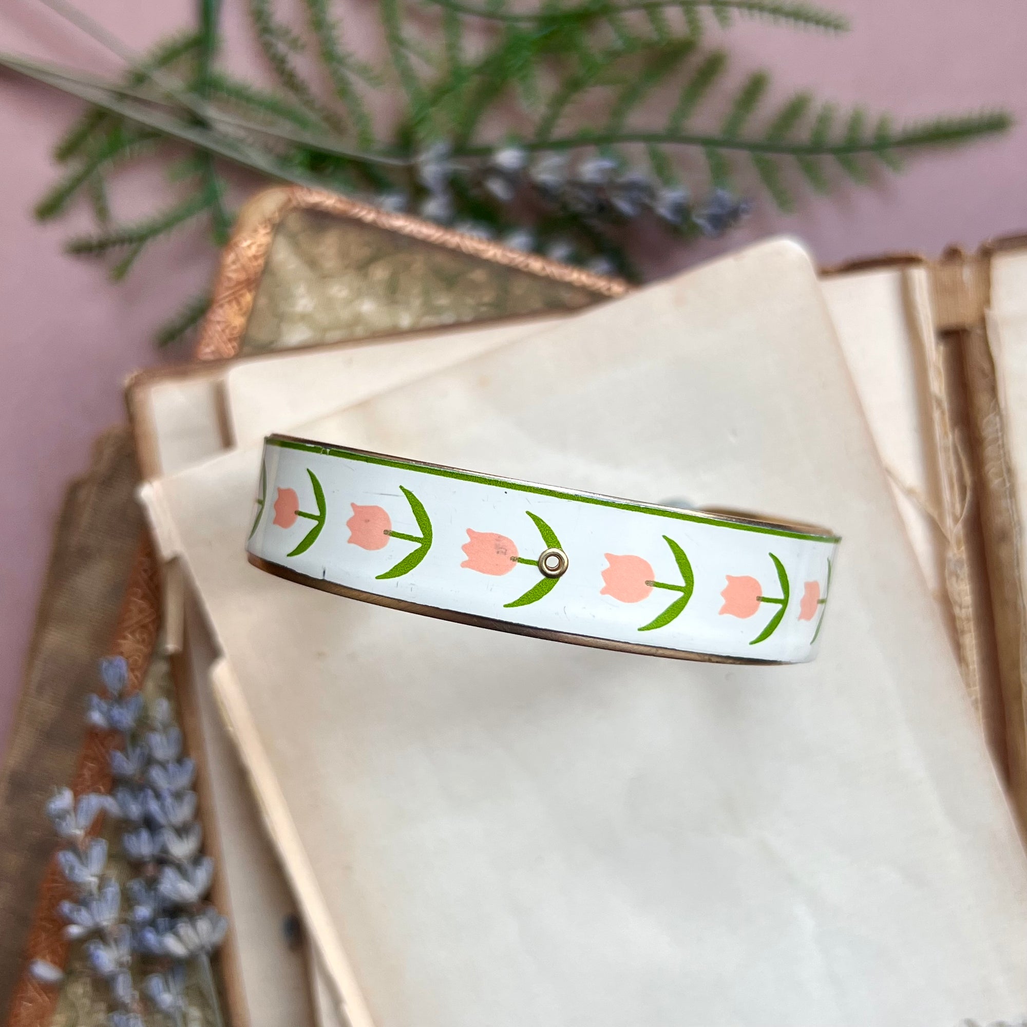 Cuff Bracelet Wide, Peach Tulip 2