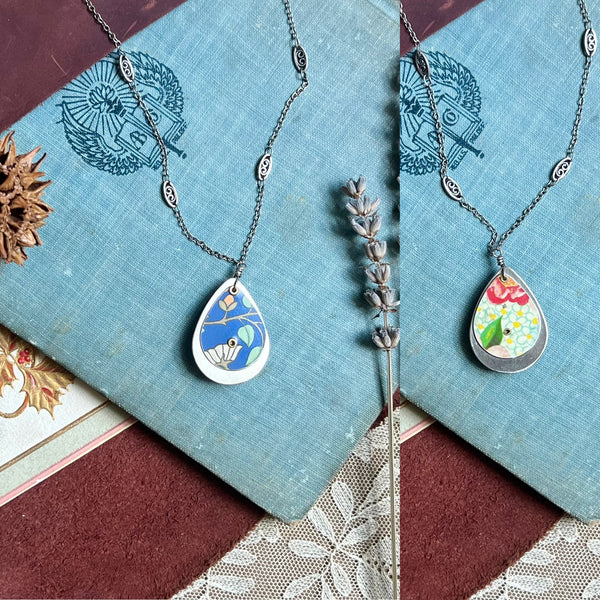Reversible Teardrop Necklace, Silver #8---