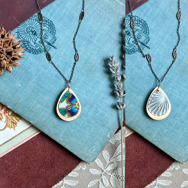 Reversible Teardrop Necklace, Brass #28---