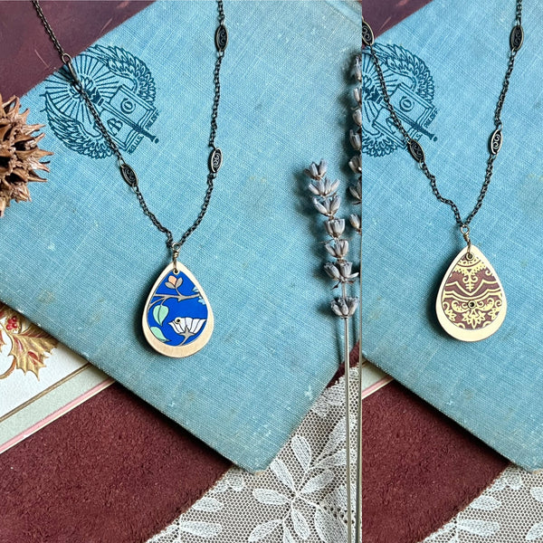 Reversible Teardrop Necklace, Brass #36---