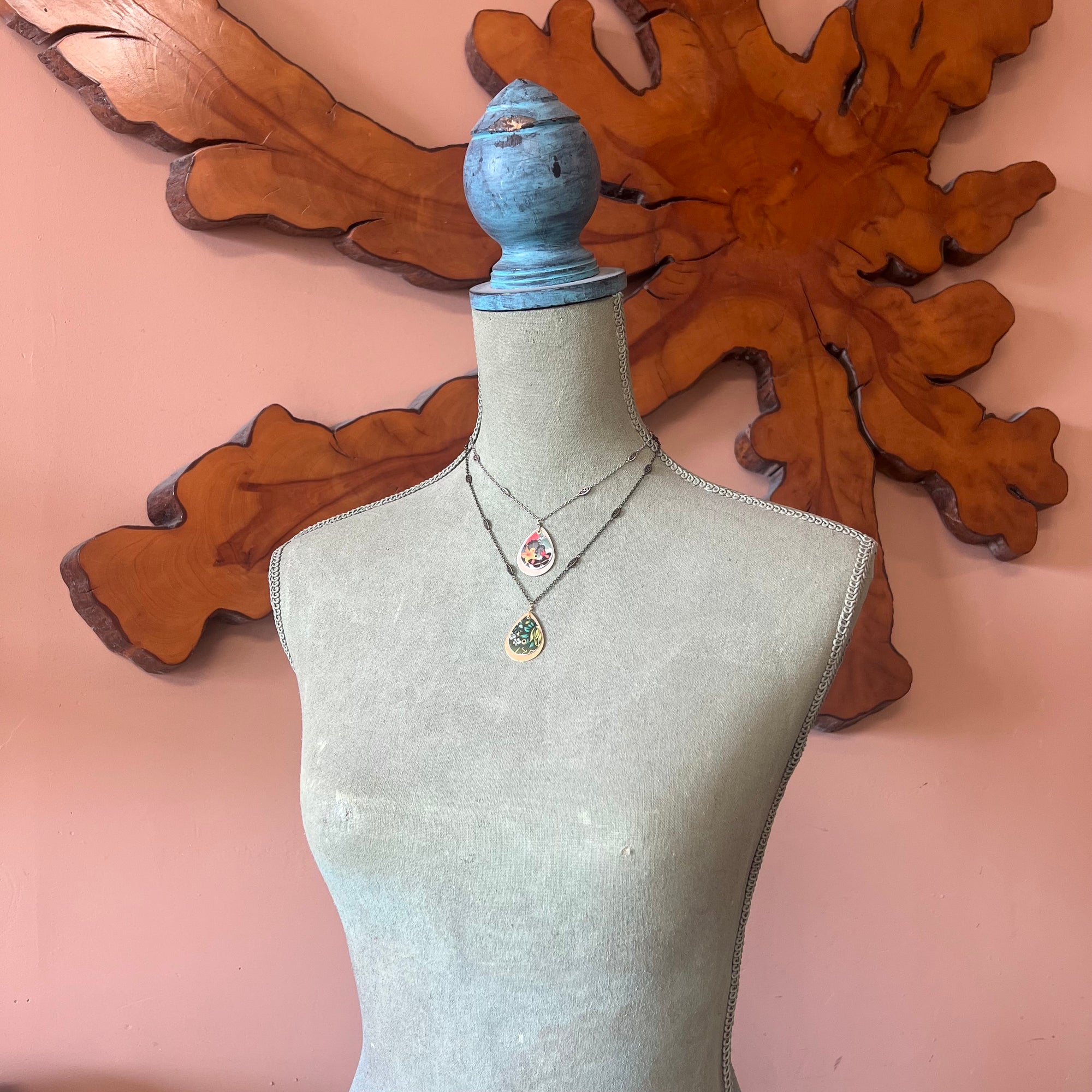 Reversible Teardrop Necklace, Brass #1 ---