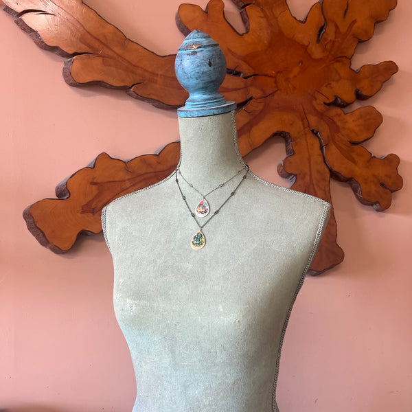 Reversible Teardrop Necklace, Brass #1 ---