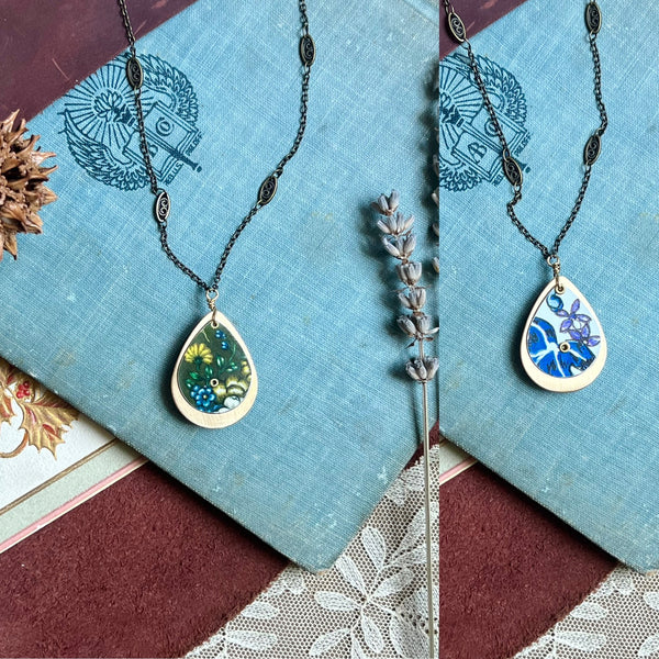 Reversible Teardrop Necklace, Brass #9 ---