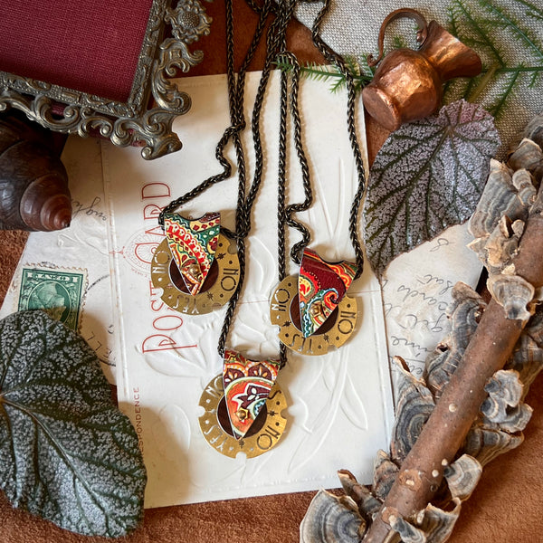 Fortune Teller Necklace, Autumn Paisley---