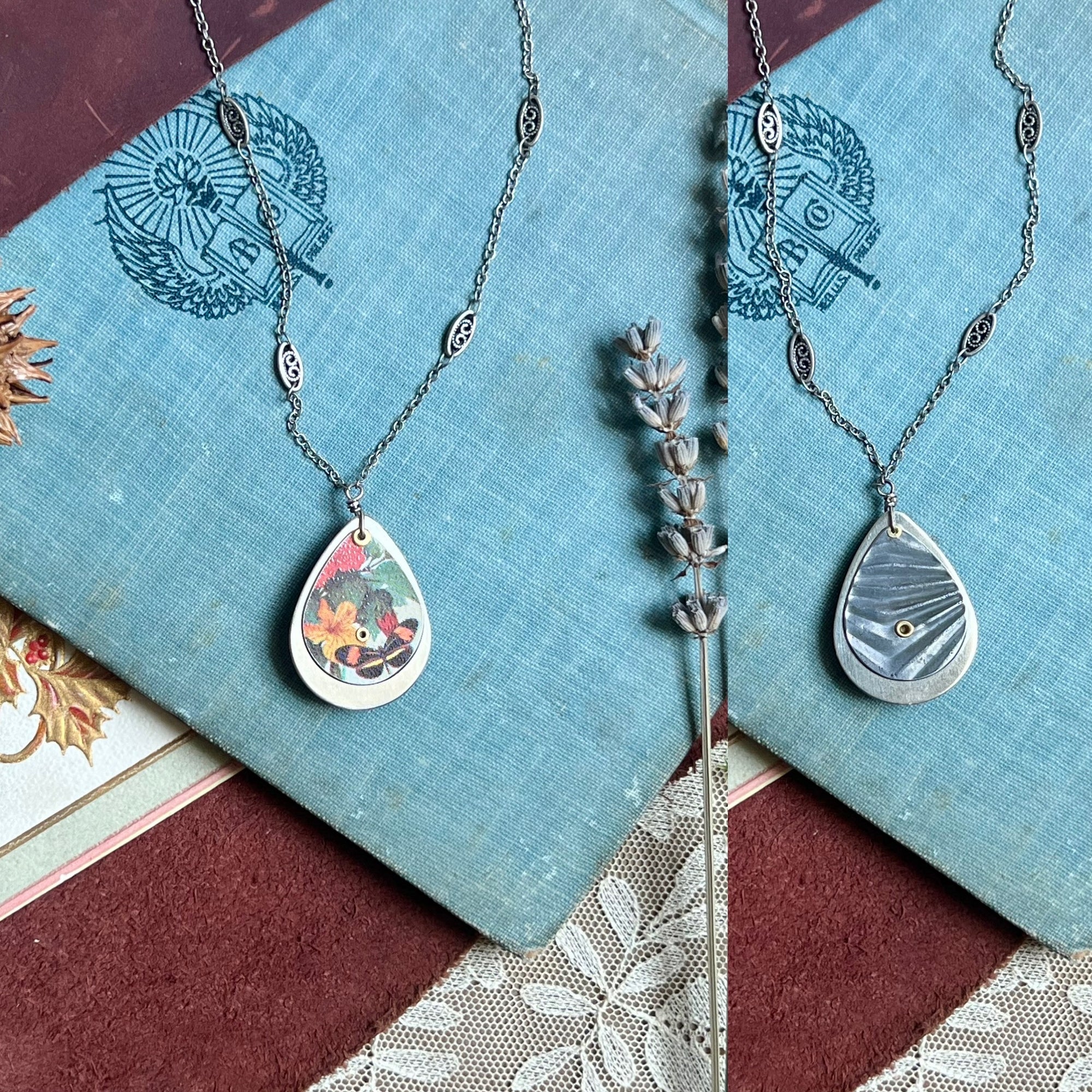 Reversible Teardrop Necklace, Silver #2---