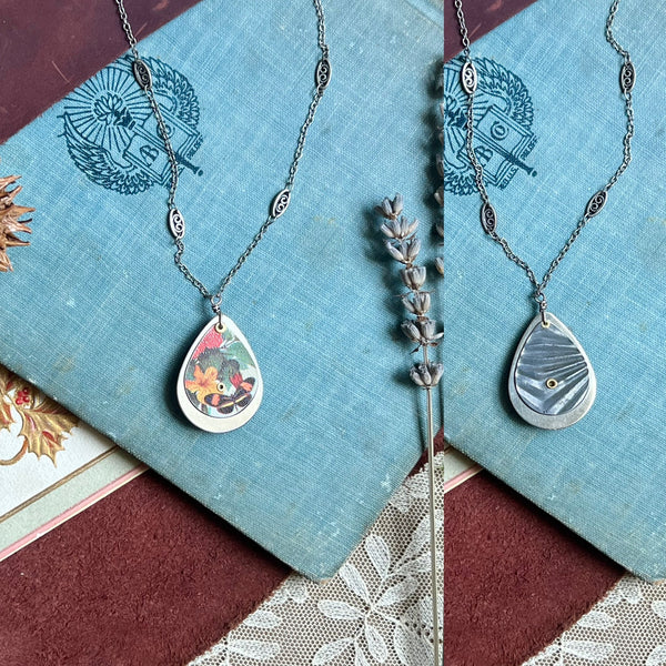 Reversible Teardrop Necklace, Silver #2---