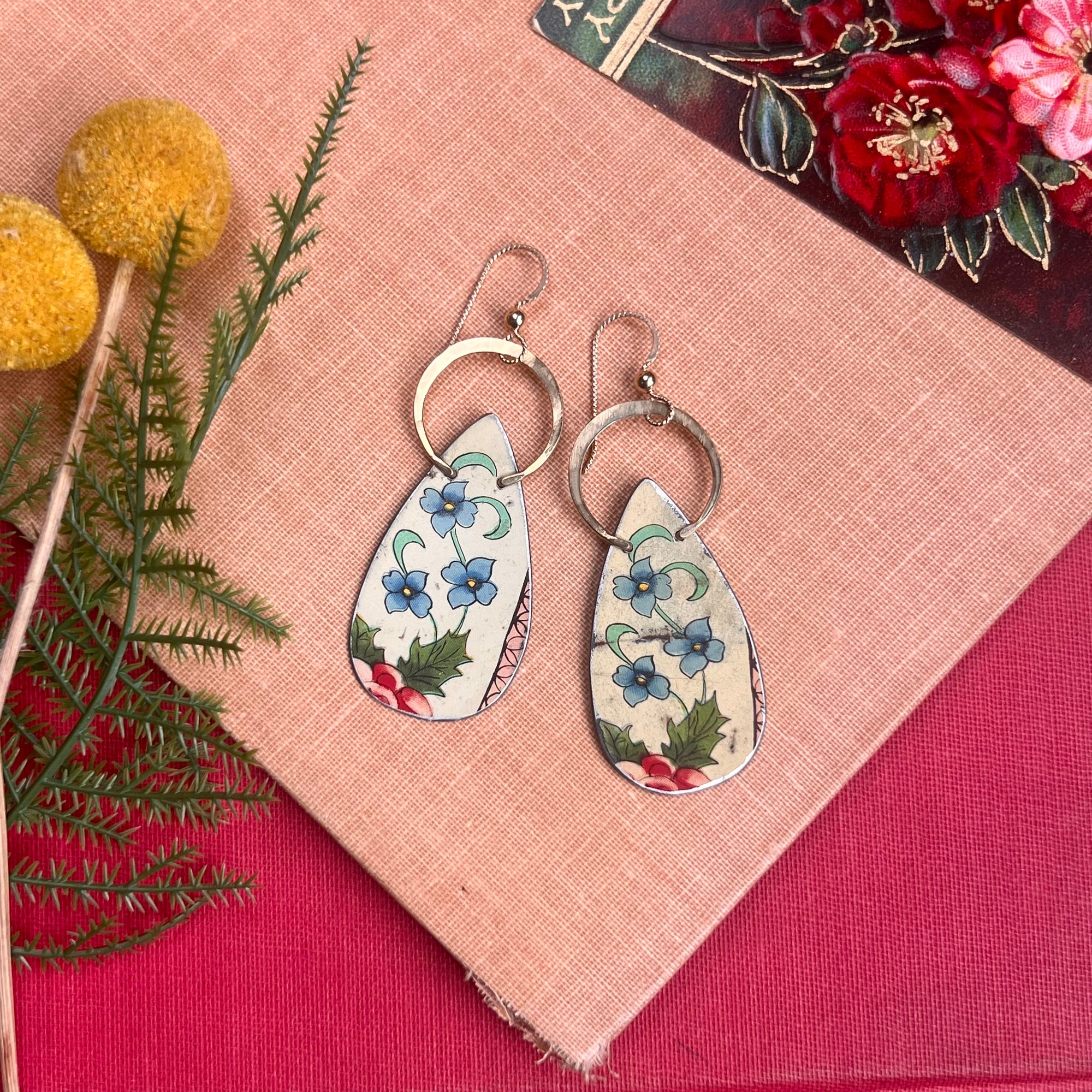 Floro, Large Halo Teardrop Earrings 1