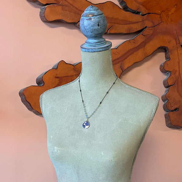 Reversible Teardrop Necklace, Apatite Cherry Blossom