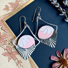 Reflection Earrings, Pink Floral