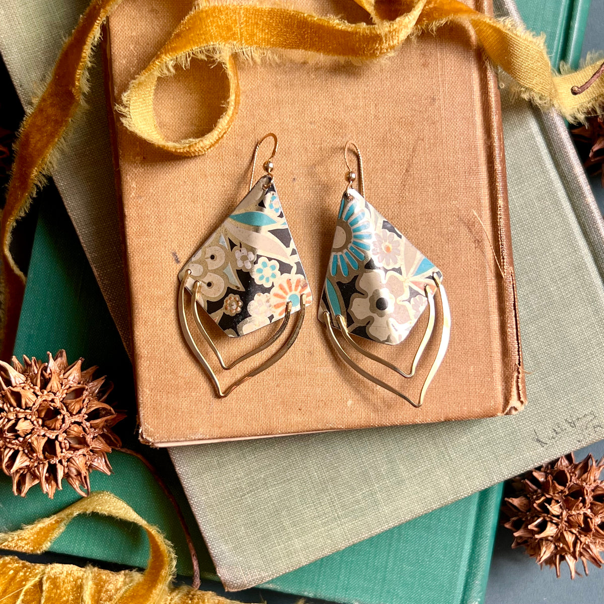 Recipe Box Origami Earrings ---