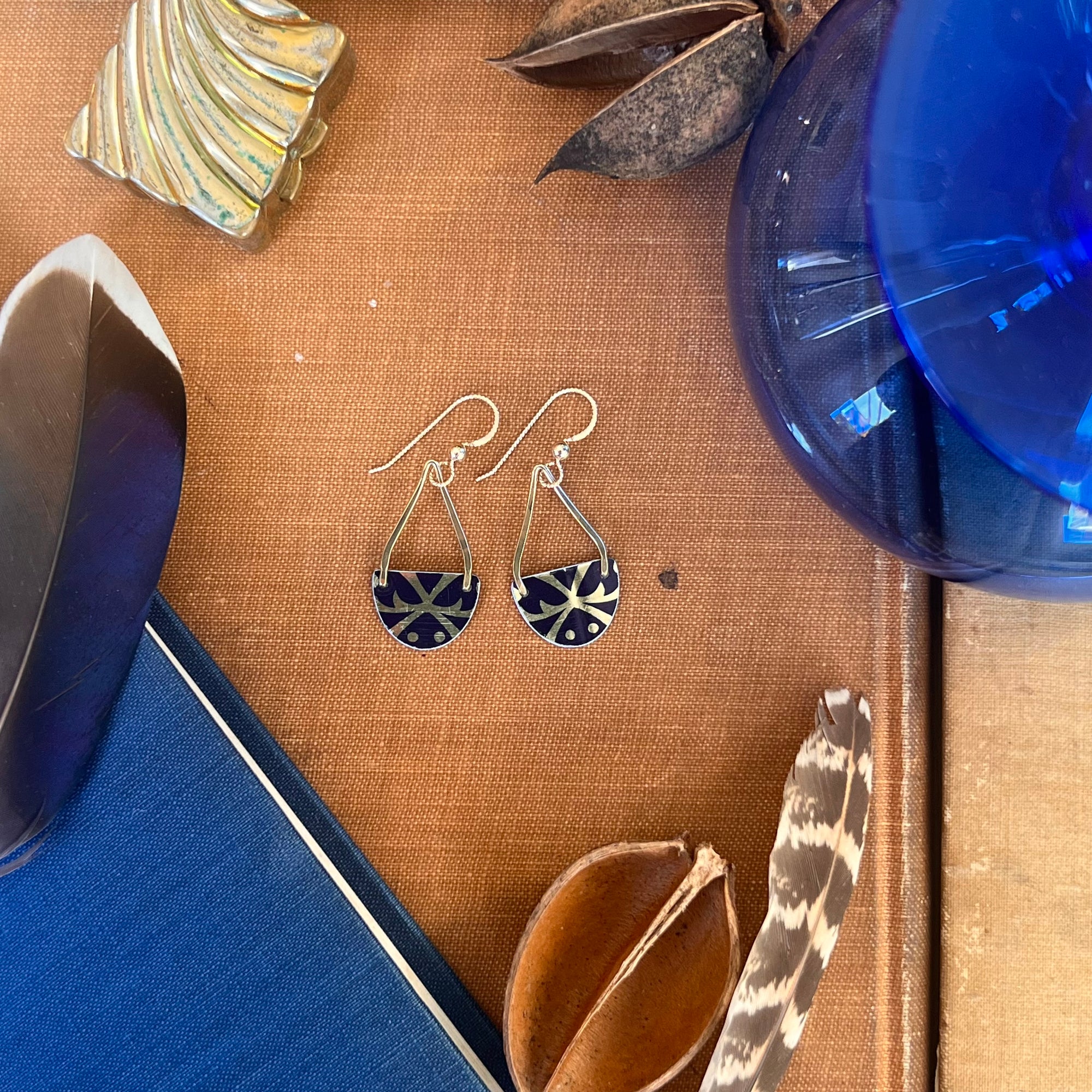 Blue Ember, Tiny Drop Earrings 3