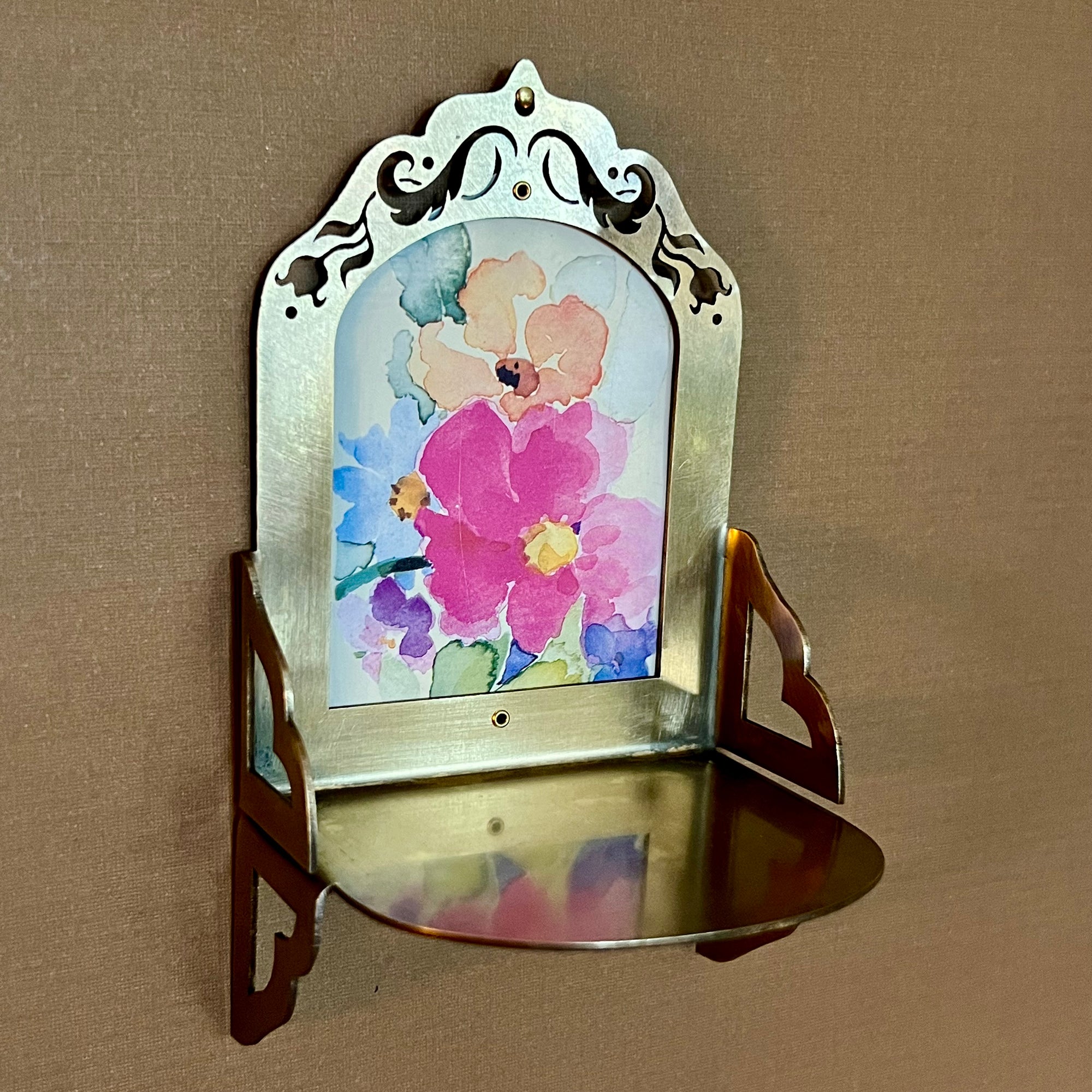 Petite Altar, Watercolor, Rustic Antiqued Brass