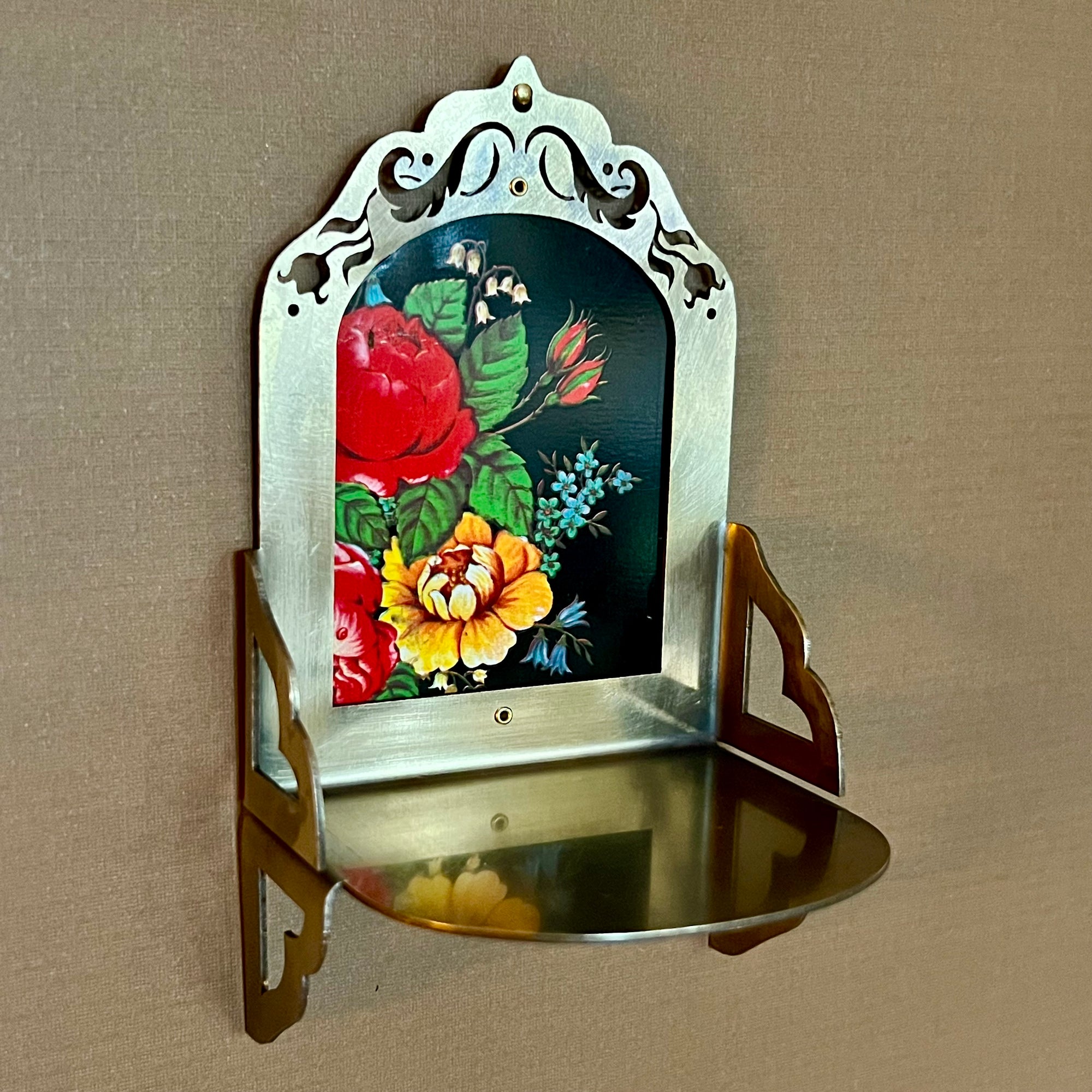 Petite Altar, Night Floral Left, Rustic Antiqued Brass