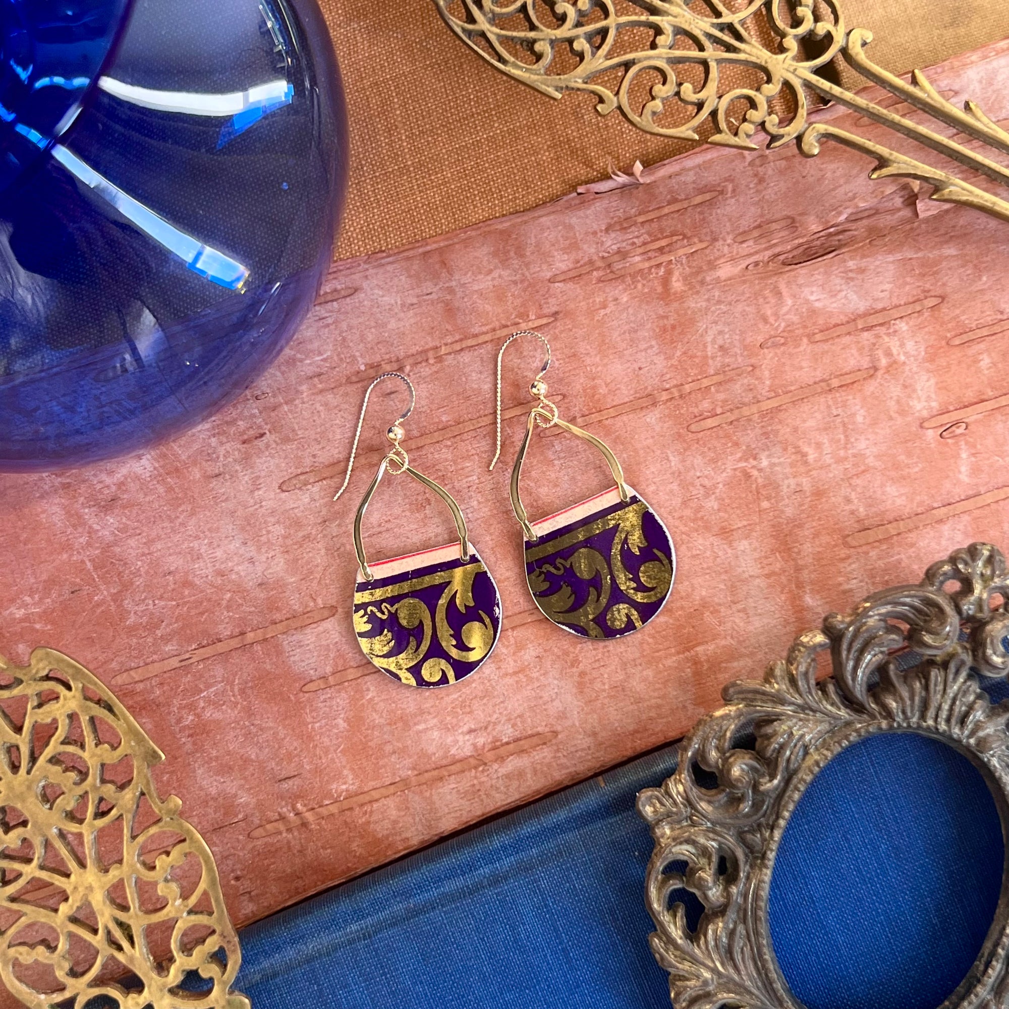 Indigo Garden, Curvy Teardrop Earrings