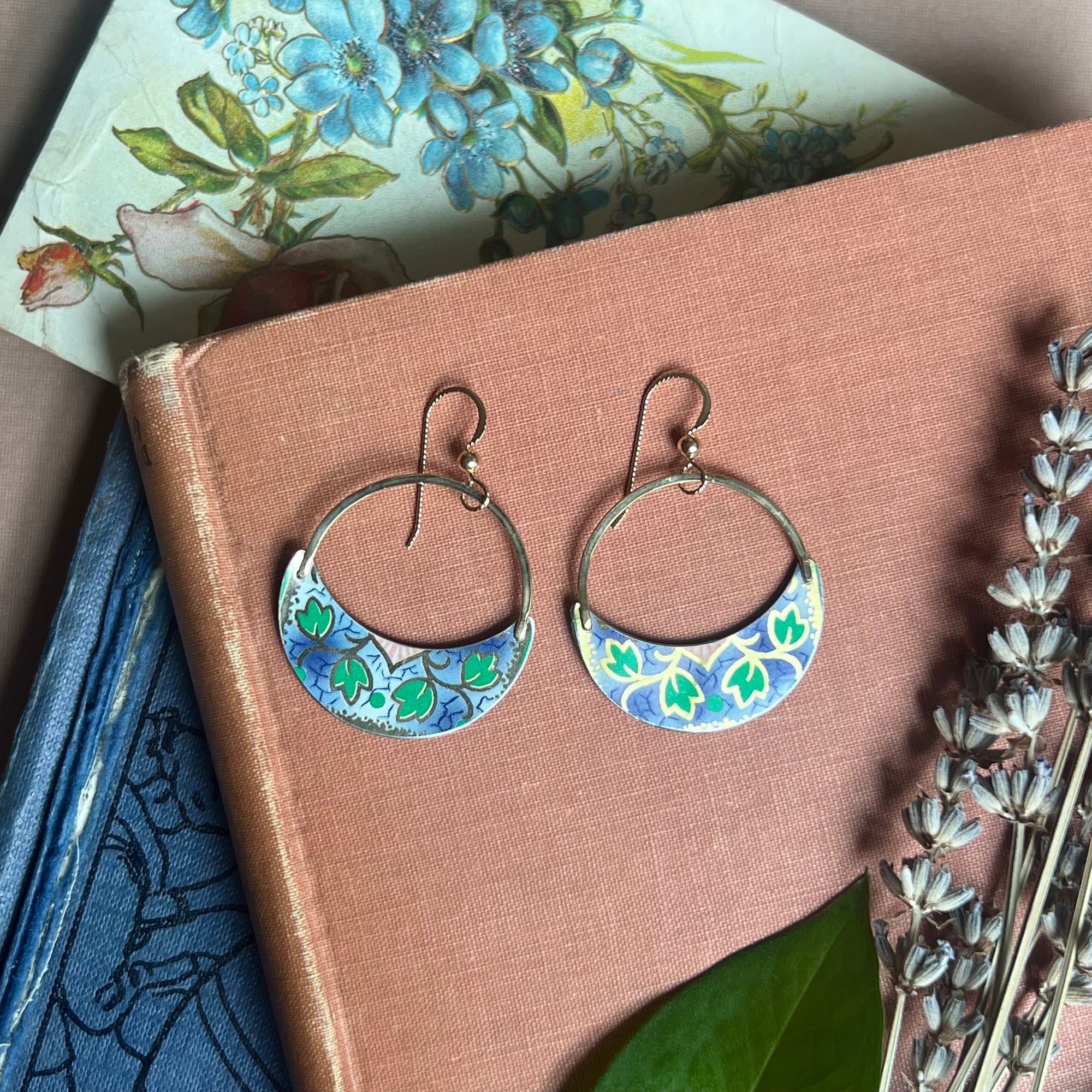Sky Blue Plump Crescent Earrings, large ---