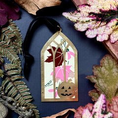 Jack O' Lantern Window Ornament, Pink MCM Maple