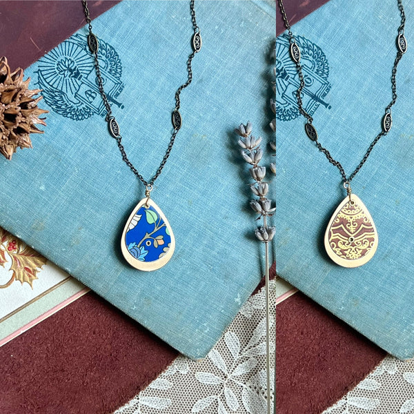 Reversible Teardrop Necklace, Brass #21---