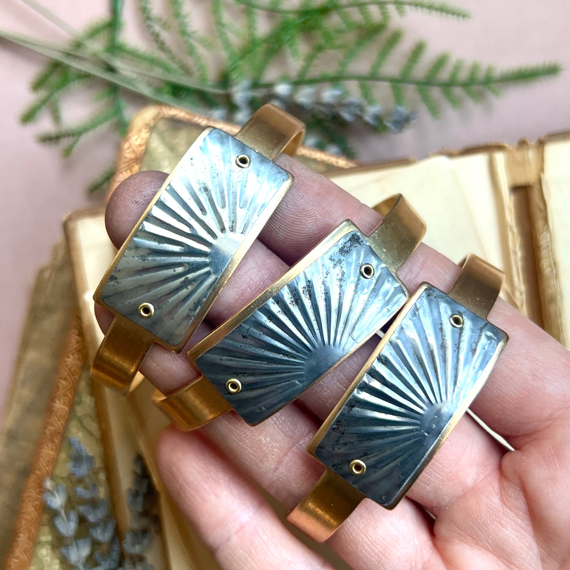 Cuff Bracelet ID Style, Mixed Metal Deco